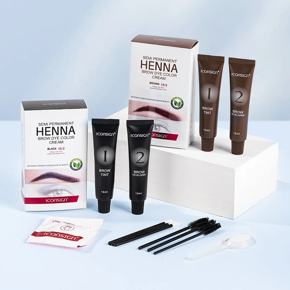 Henna Eyelash & Brow Dye Tint – 15-Minute Fast-Drying Semi-Permanent Cream